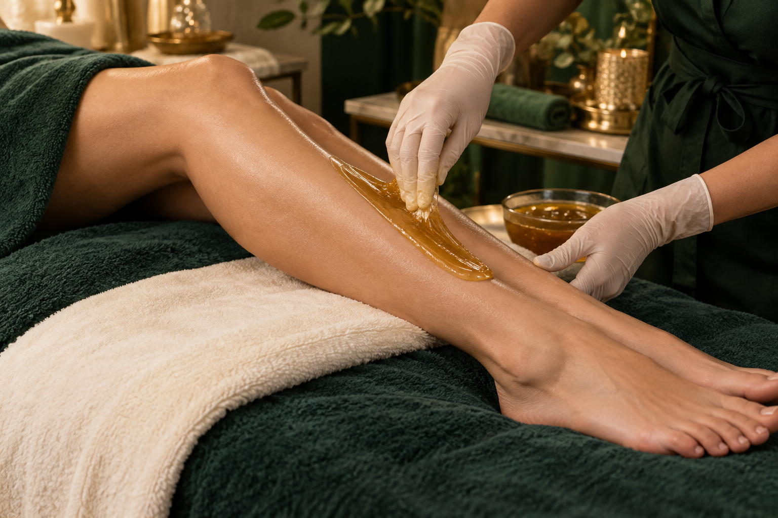 Natural waxing and sugaring spa treatment